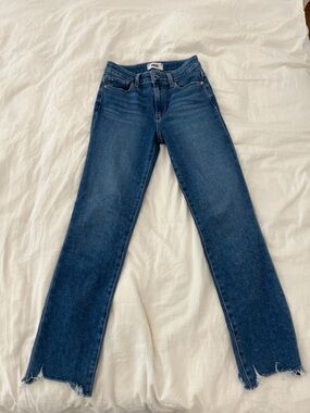 PAIGE Cindy high waisted straight leg Blue Denim Ankle Jeans 24